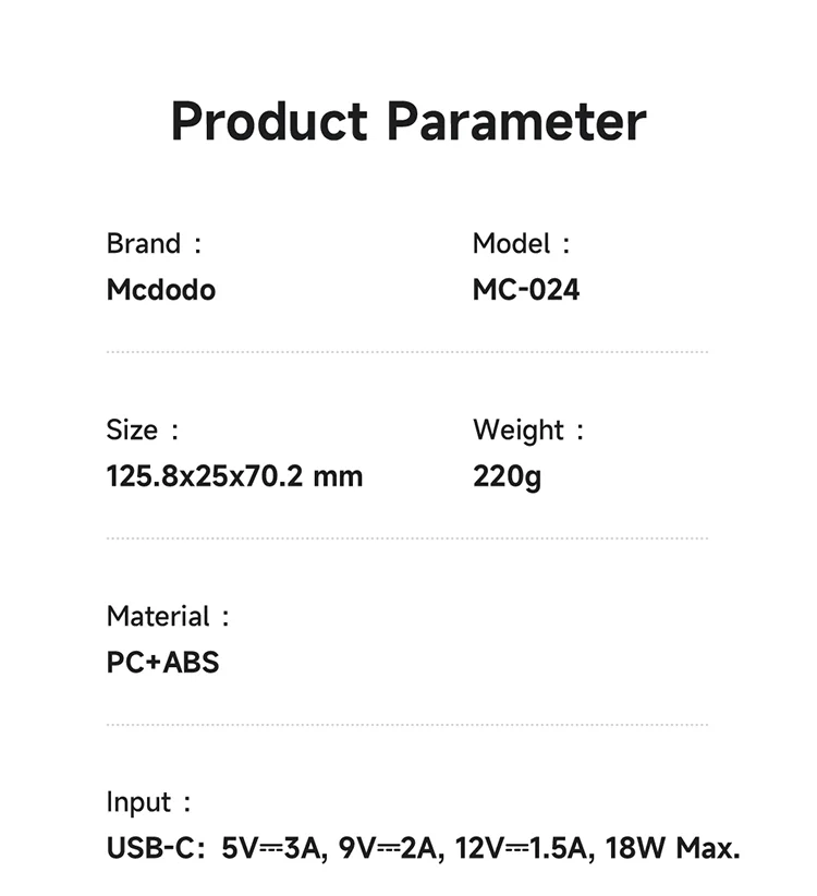 MCDODO MC-0241 Youth Series 22.5W 10000mAh Digital Display Power Bank Built-In Type-C + 8Pin Cable Phone Charger - Black 18