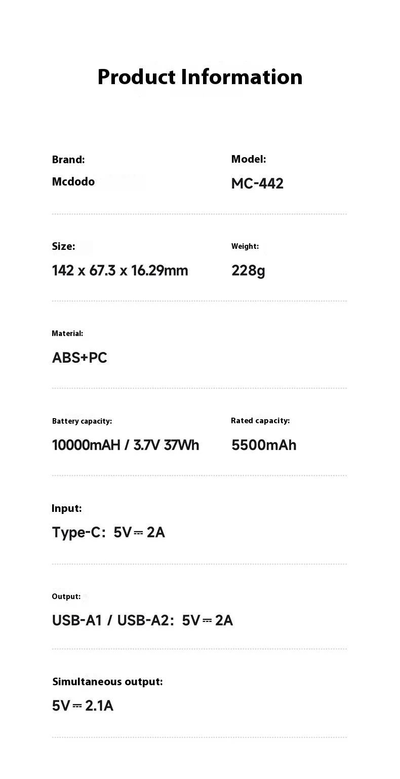 MCDODO MC-4420 10000mAh Mini Power Bank Digital Display External Charger - White 13