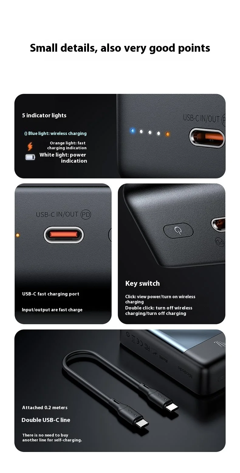 MCDODO MC-502 Magnetic Power Bank 20000mAh 20W Fast Charging Portable Charger Wireless Charging - White 16