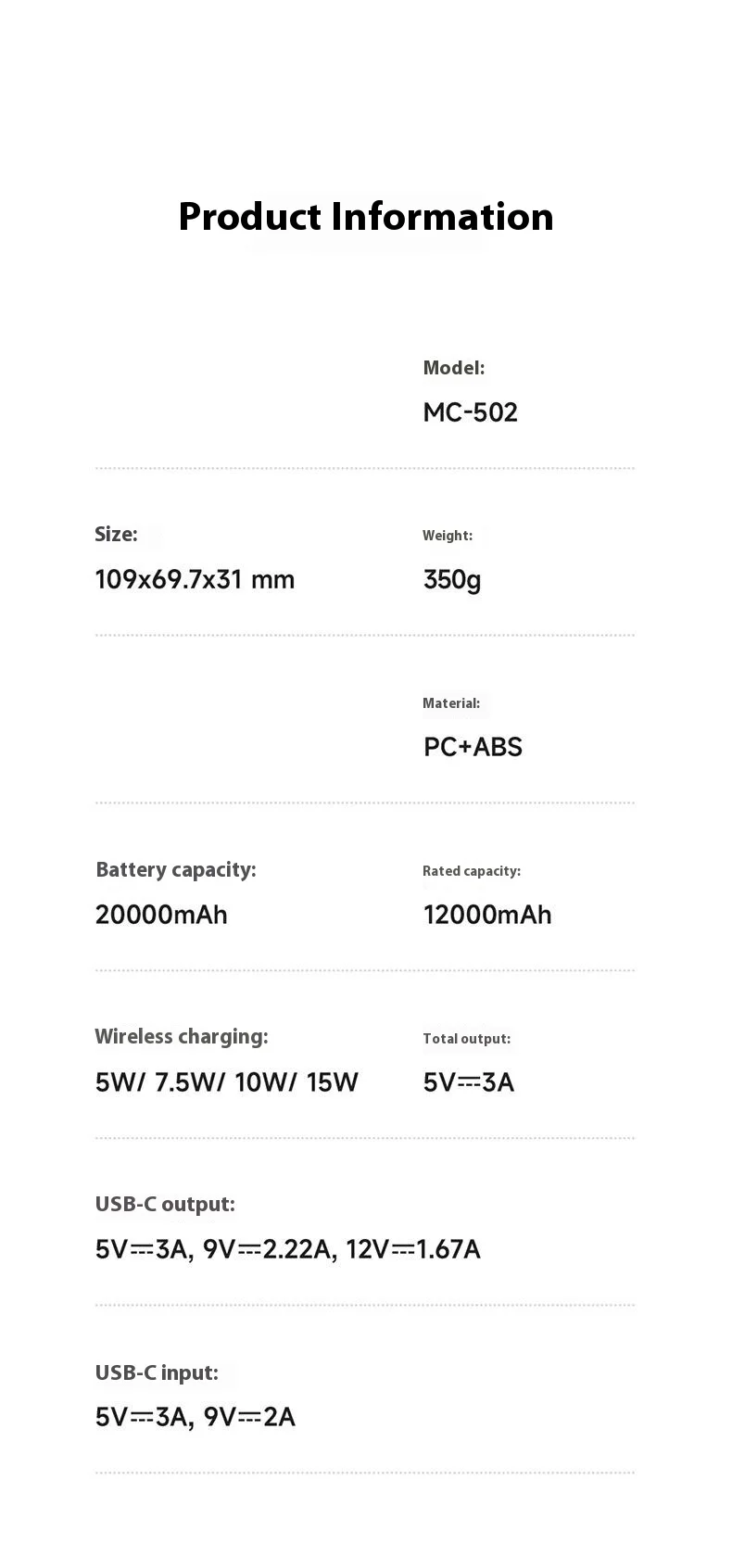 MCDODO MC-502 Magnetic Power Bank 20000mAh 20W Fast Charging Portable Charger Wireless Charging - White 17