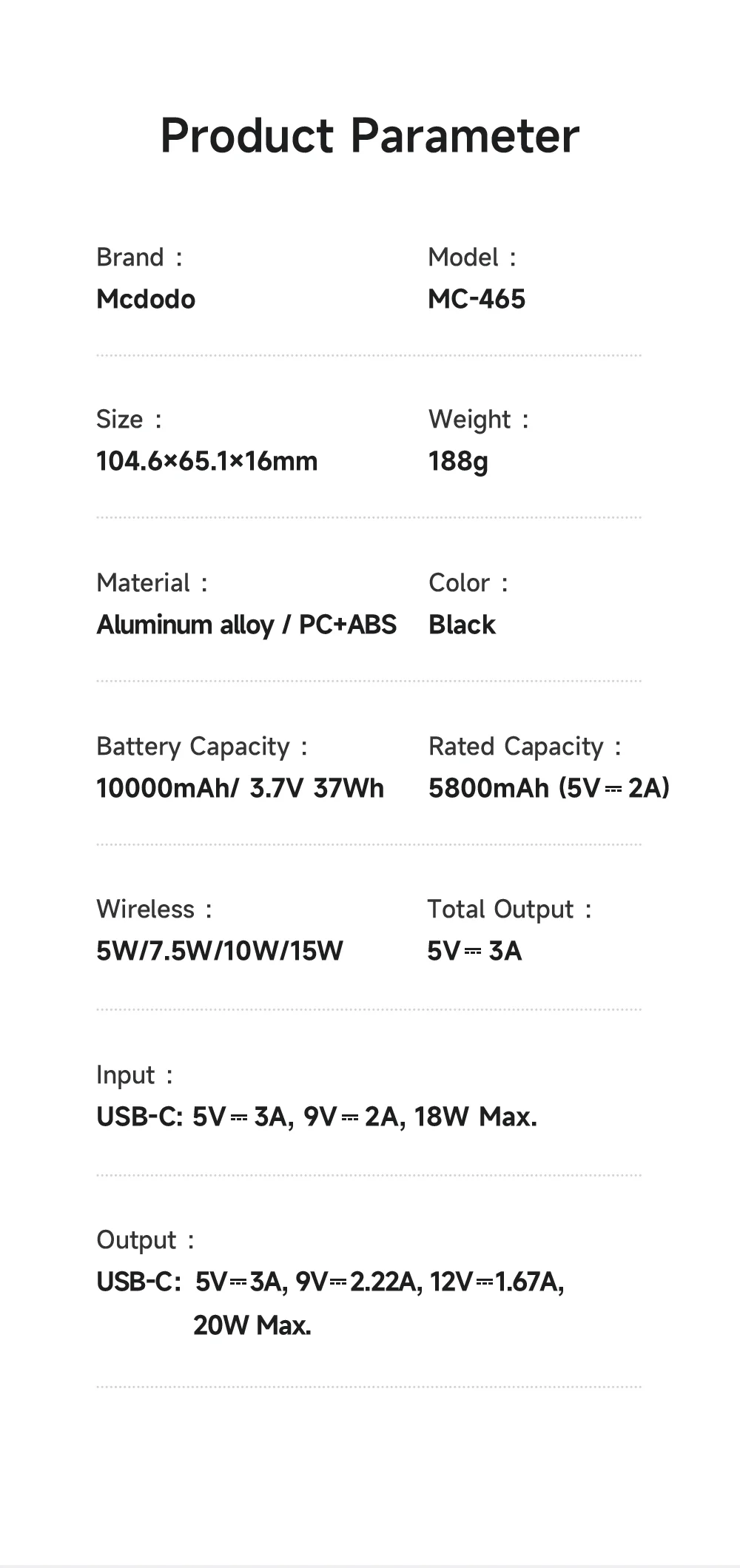 MCDODO MC-4651 20W 10000mAh Power Bank Magnetic Wireless Charging Ultra-Thin Metal Portable Phone Charger 17