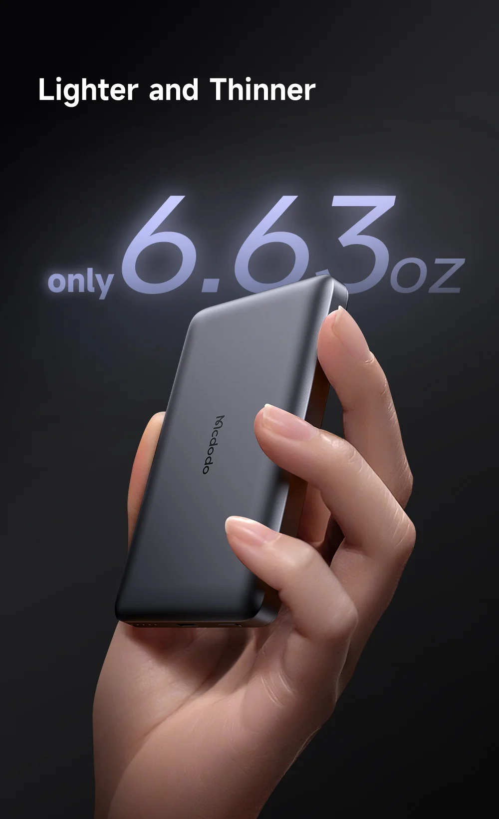 MCDODO MC-4651 20W 10000mAh Power Bank Magnetic Wireless Charging Ultra-Thin Metal Portable Phone Charger 3