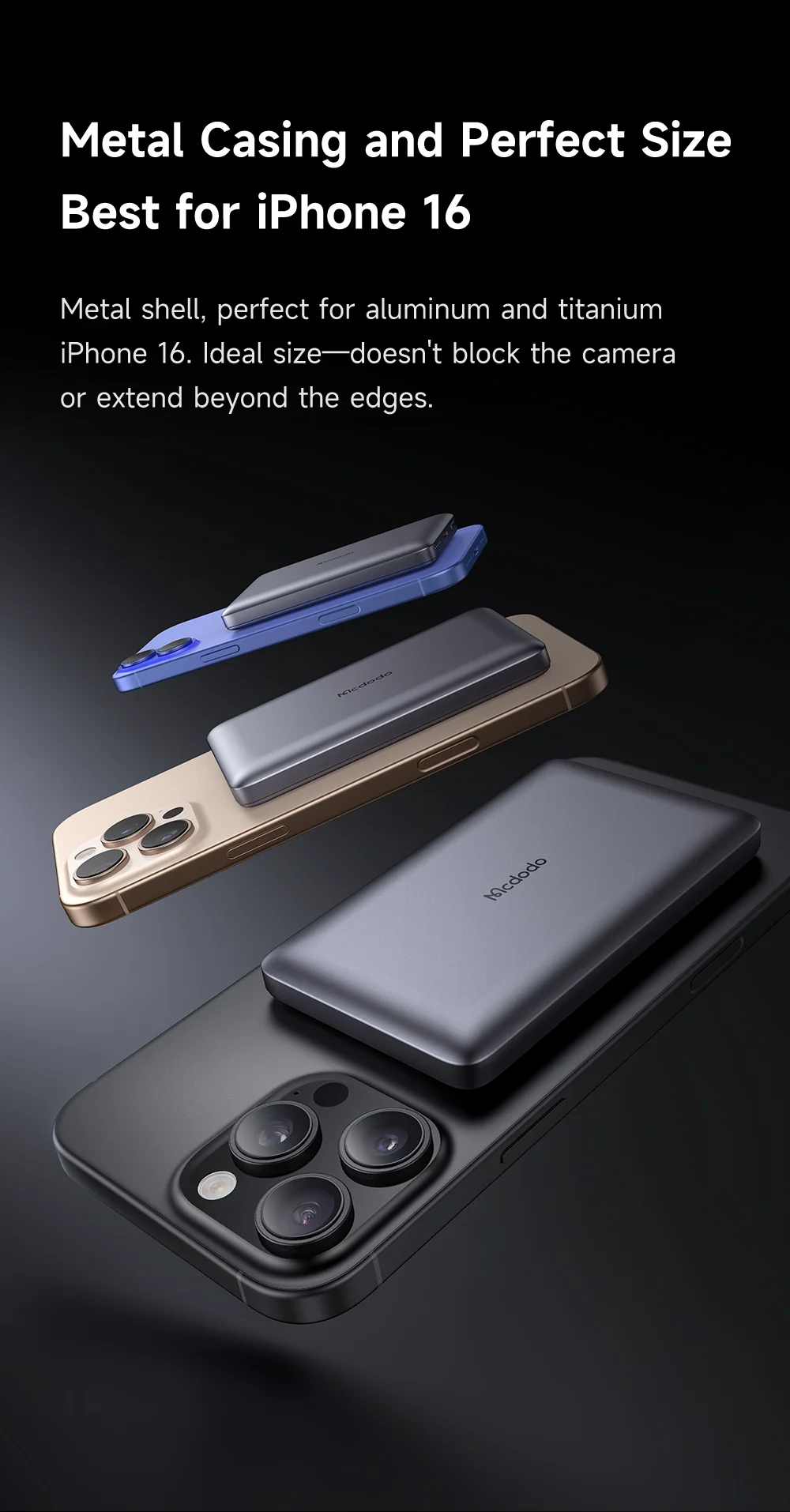 MCDODO MC-4651 20W 10000mAh Power Bank Magnetic Wireless Charging Ultra-Thin Metal Portable Phone Charger 5