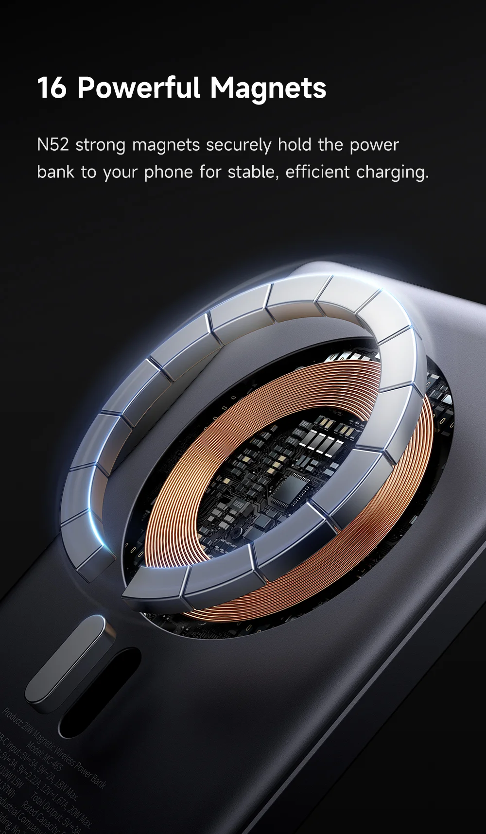 MCDODO MC-4651 20W 10000mAh Power Bank Magnetic Wireless Charging Ultra-Thin Metal Portable Phone Charger 6