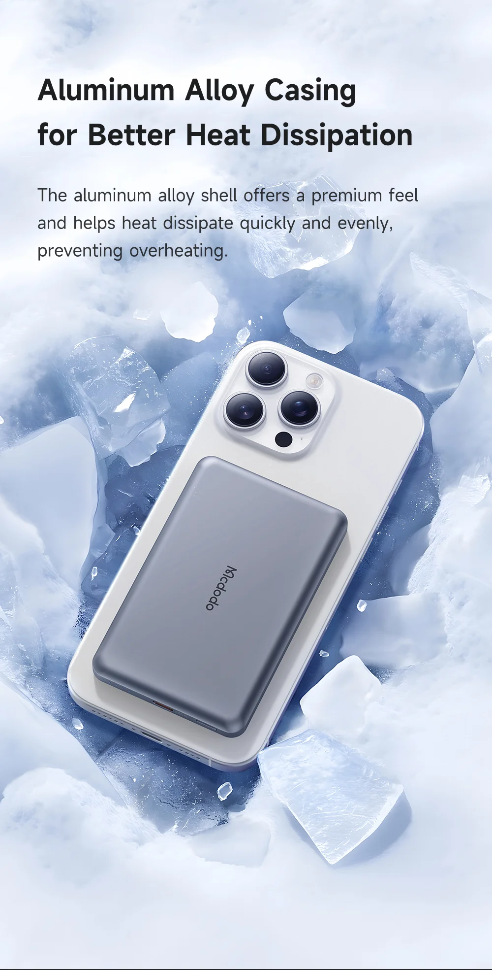 MCDODO MC-4641 5000mAh Metal Ultra-Thin Magnetic Wireless Power Bank 20W Fast Charging USB-C Input / Output 13