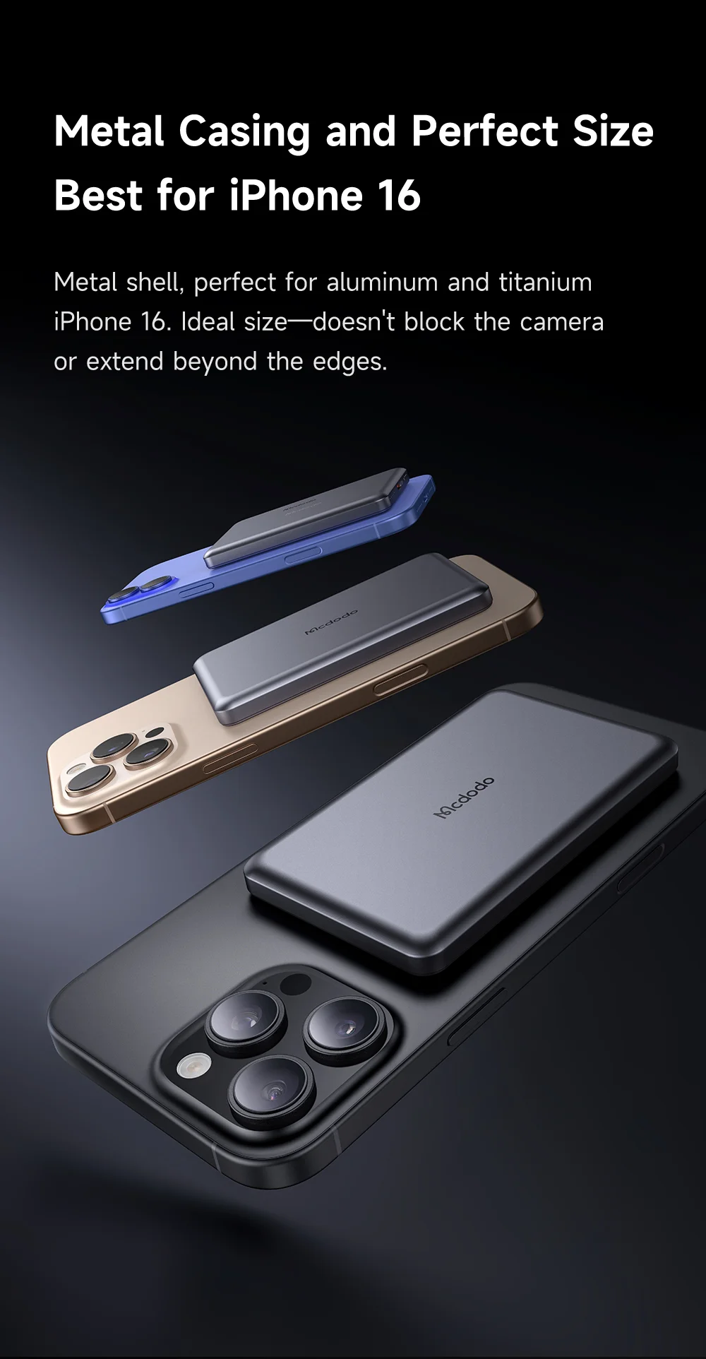 MCDODO MC-4641 5000mAh Metal Ultra-Thin Magnetic Wireless Power Bank 20W Fast Charging USB-C Input / Output 4