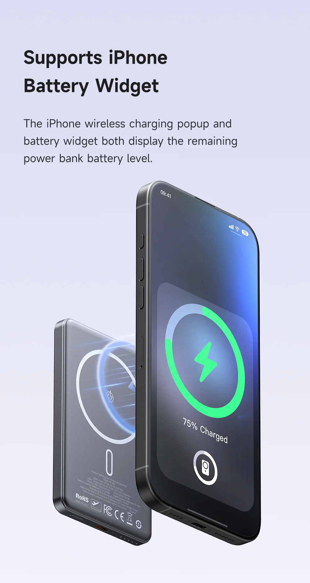 MCDODO MC-4641 5000mAh Metal Ultra-Thin Magnetic Wireless Power Bank 20W Fast Charging USB-C Input / Output 7