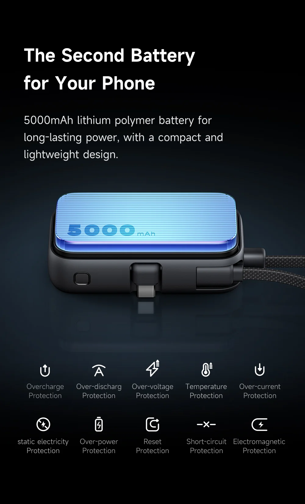 MCDODO MC-7760 MDD Freekit Series Power Bank with USB-C Plug Digital Display 5000mAh 20W Portable Phone Charger 10