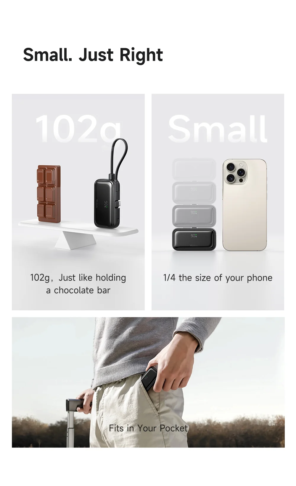 MCDODO MC-7760 MDD Freekit Series Power Bank with USB-C Plug Digital Display 5000mAh 20W Portable Phone Charger 11