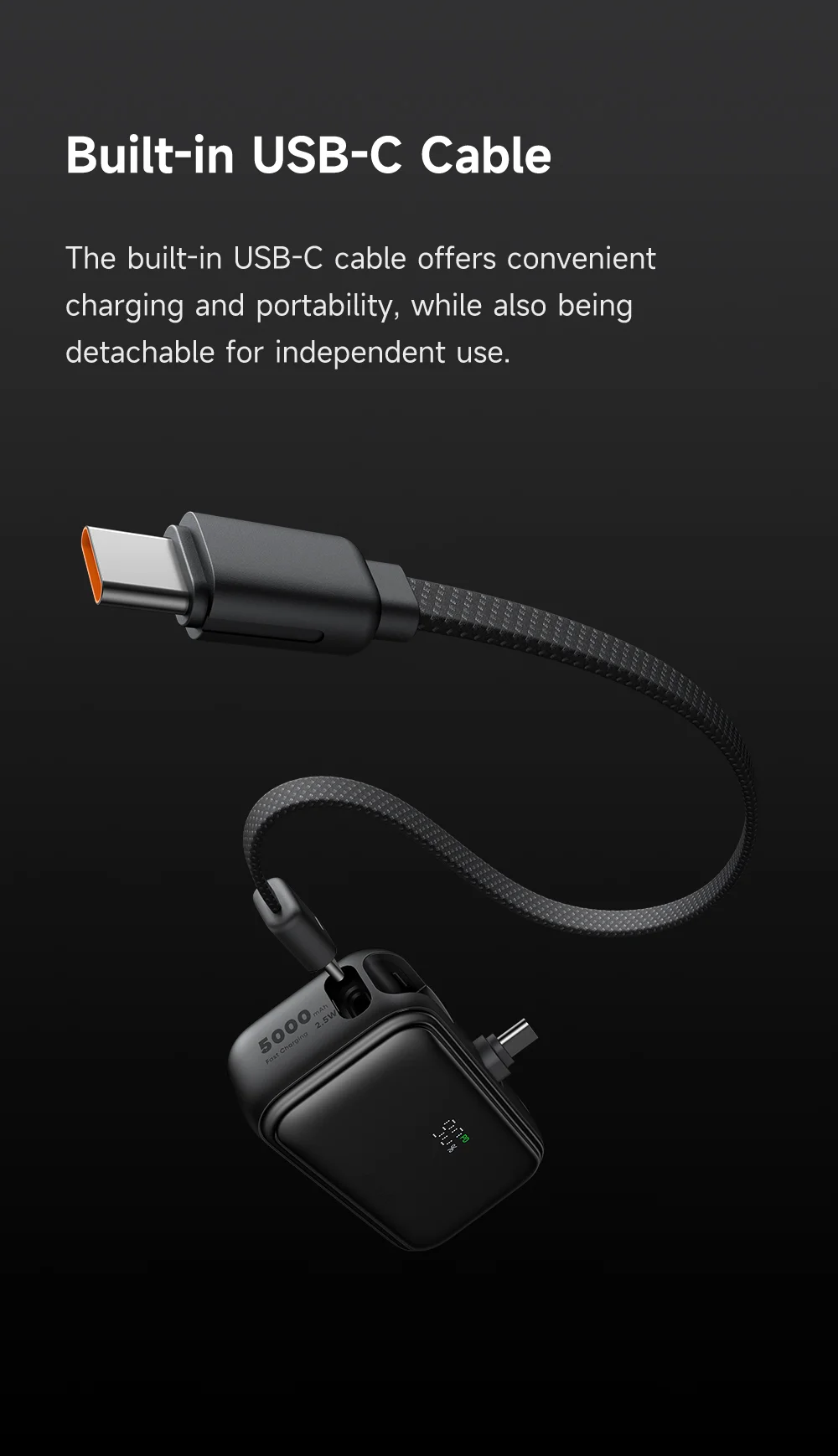 MCDODO MC-7760 MDD Freekit Series Power Bank with USB-C Plug Digital Display 5000mAh 20W Portable Phone Charger 8