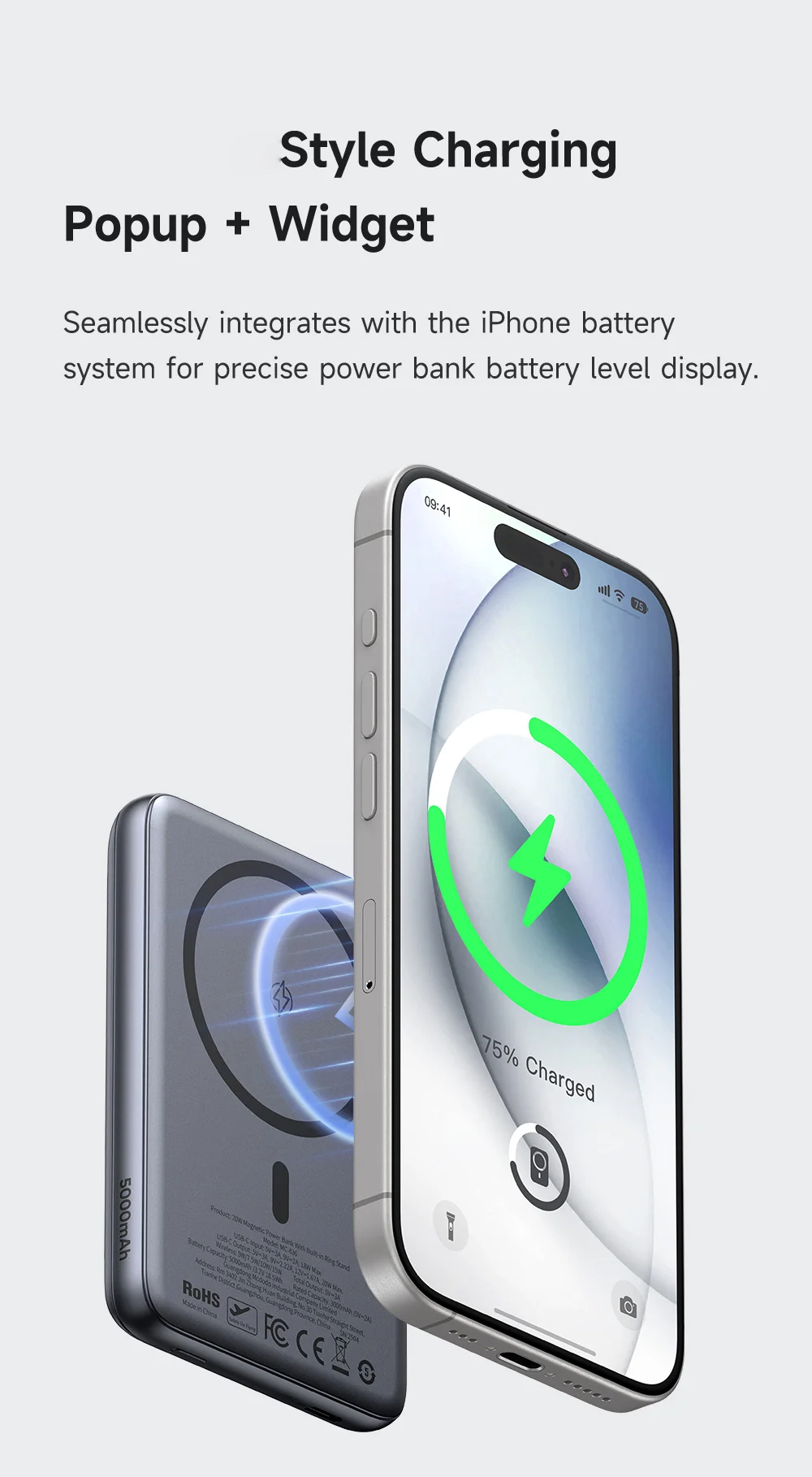 MCDODO MC-836 5000mAh Metal Ultra Thin Magnetic Power Bank 20W Fast Charging Portable Wireless Charger 10