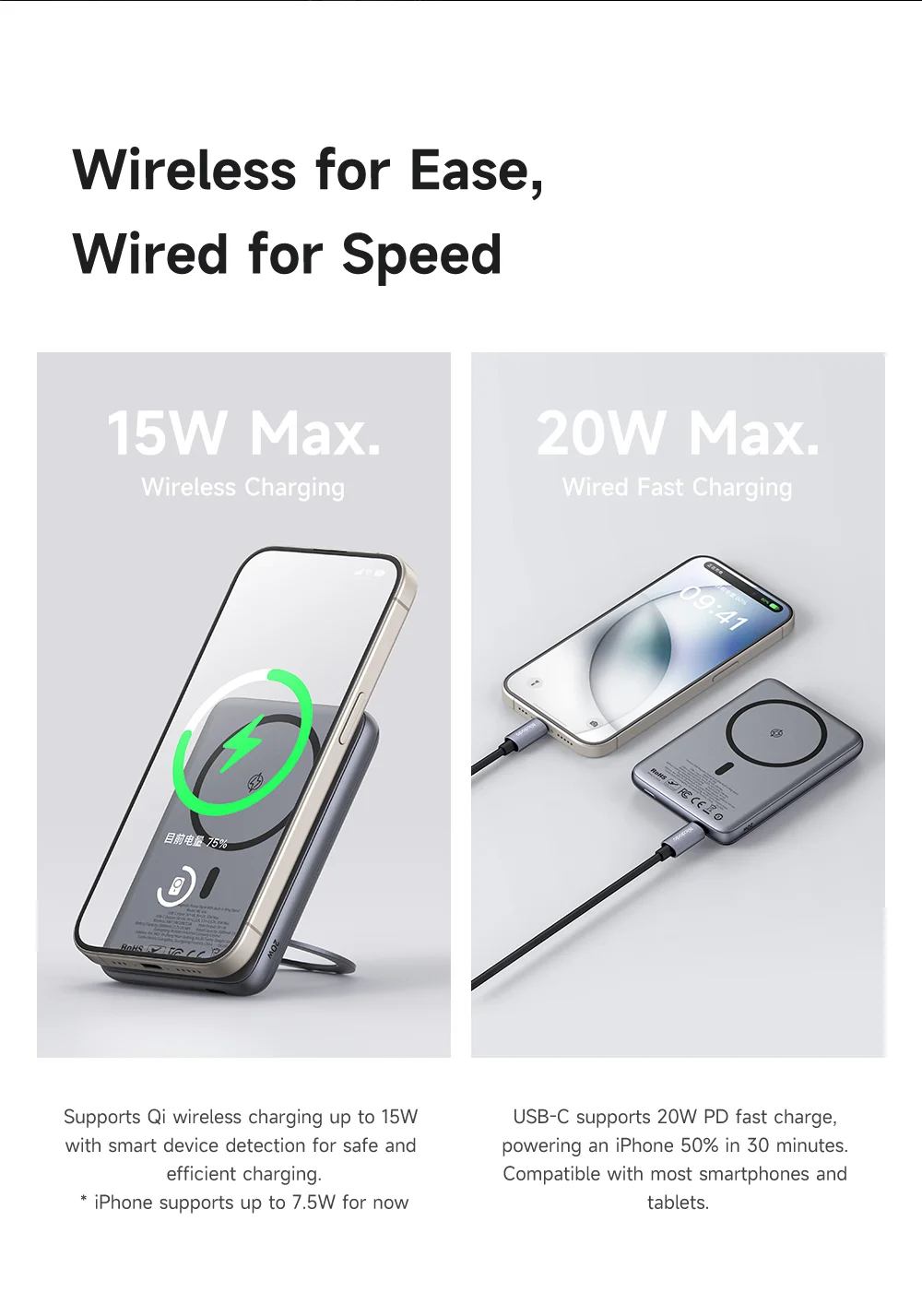 MCDODO MC-836 5000mAh Metal Ultra Thin Magnetic Power Bank 20W Fast Charging Portable Wireless Charger 9