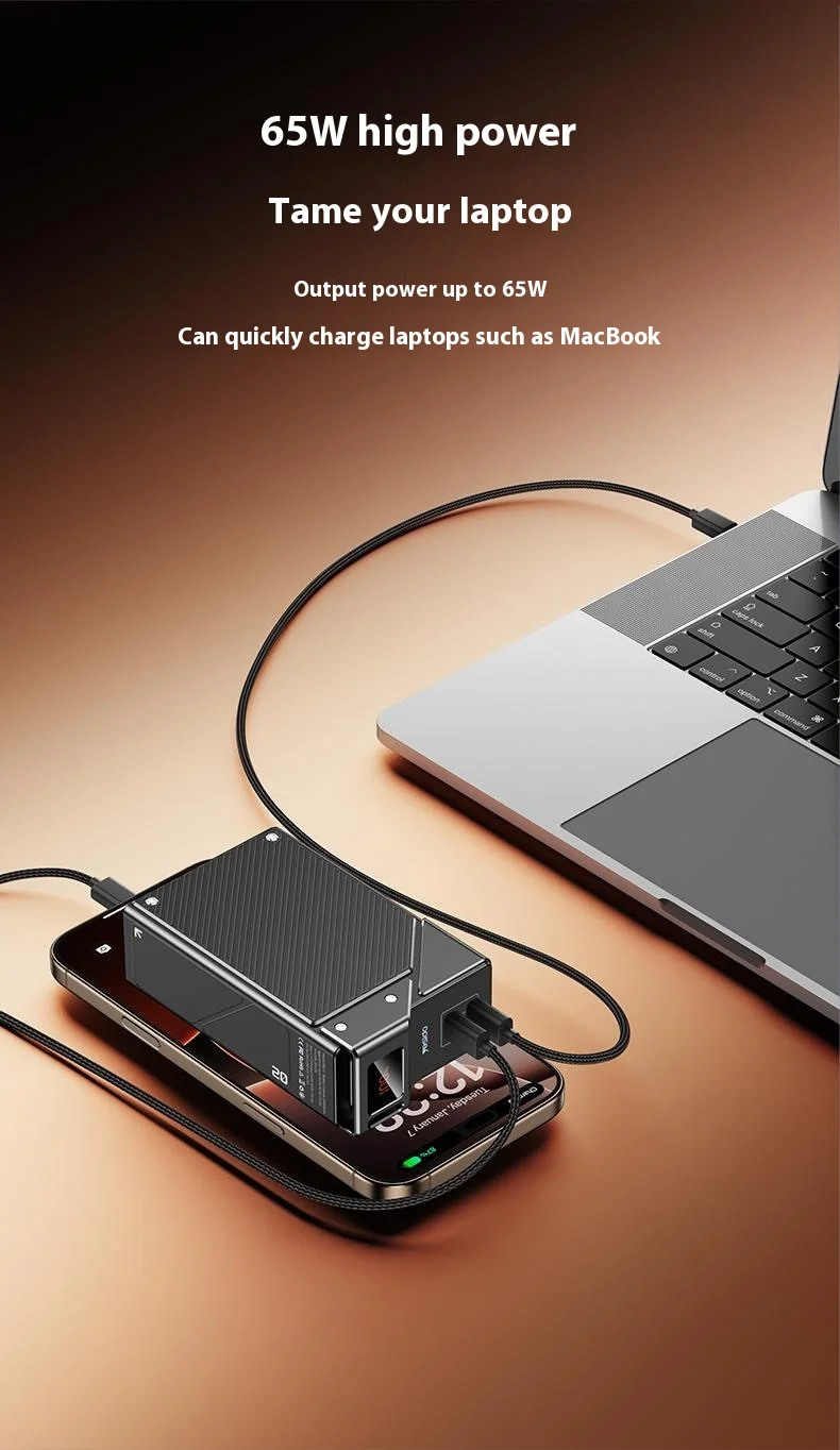 YESIDO YP76 20000mAh Power Bank 65W Fast Charging Portable Charger with Lanyard for Smartphone  /  Laptop 4
