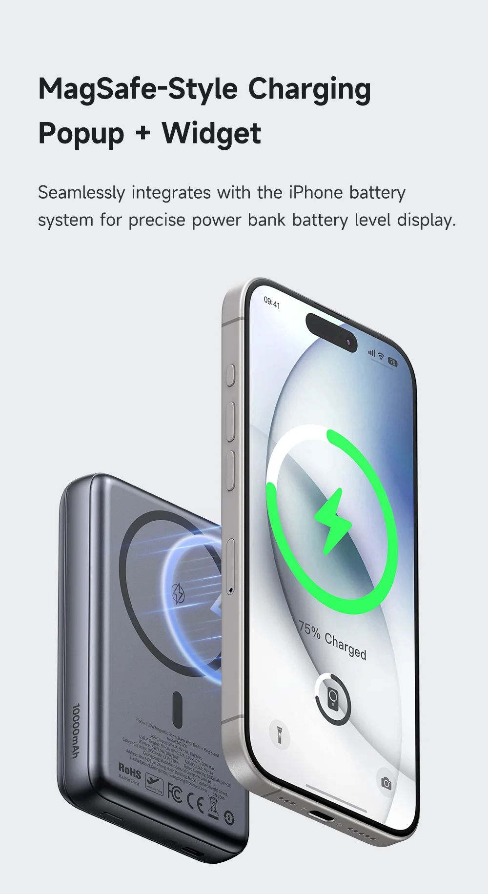 MCDODO MC-837 10000mAh 20W Metal Ultra Thin Magnetic Power Bank Wireless Charging Phone Charger 10