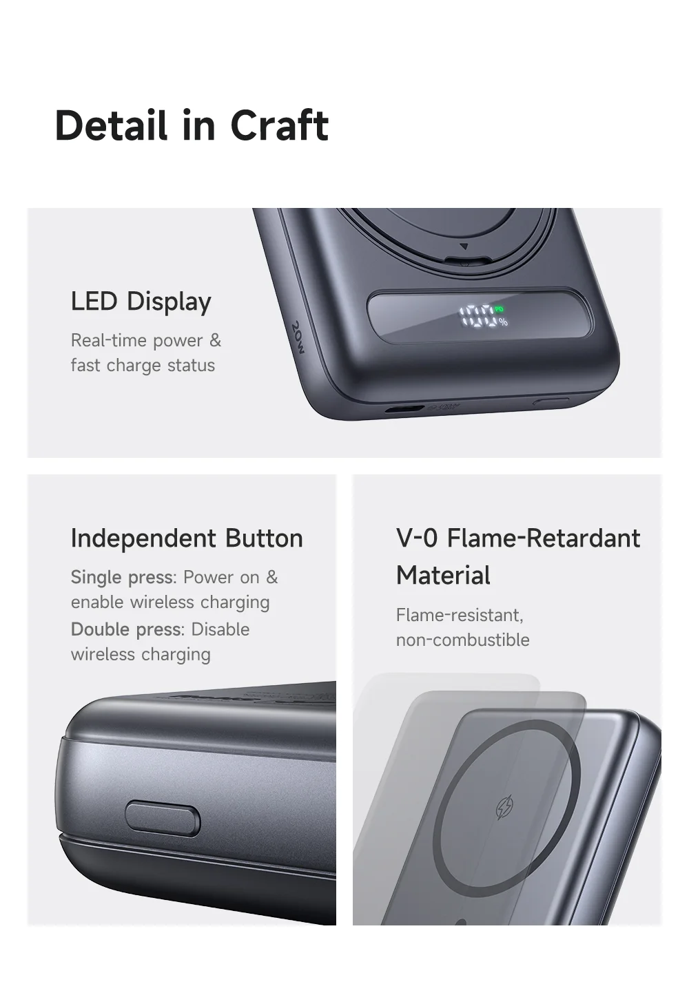 MCDODO MC-837 10000mAh 20W Metal Ultra Thin Magnetic Power Bank Wireless Charging Phone Charger 14