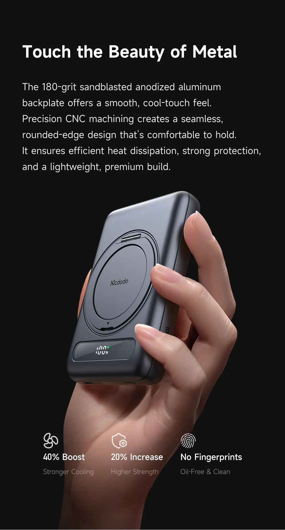 MCDODO MC-837 10000mAh 20W Metal Ultra Thin Magnetic Power Bank Wireless Charging Phone Charger 3