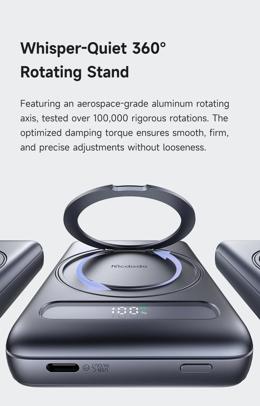 MCDODO MC-837 10000mAh 20W Metal Ultra Thin Magnetic Power Bank Wireless Charging Phone Charger 4