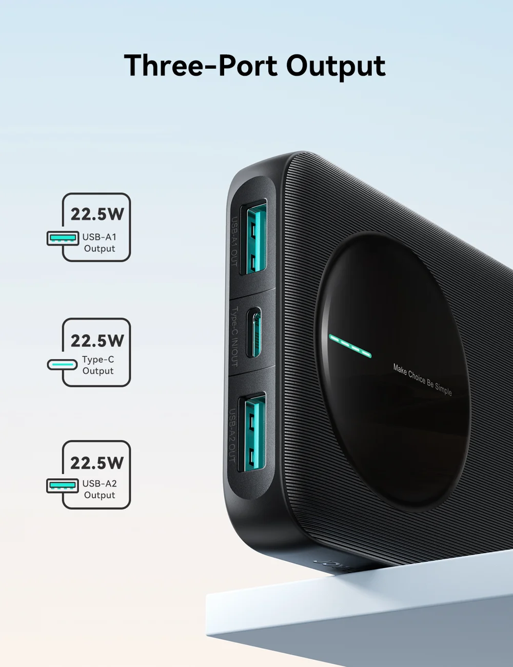 JOYROOM JR-PBF12 Pro 10000mAh Power Bank 22.5W Fast Charging Portable Charger Safety Protection with 3 Output Ports - Black 8