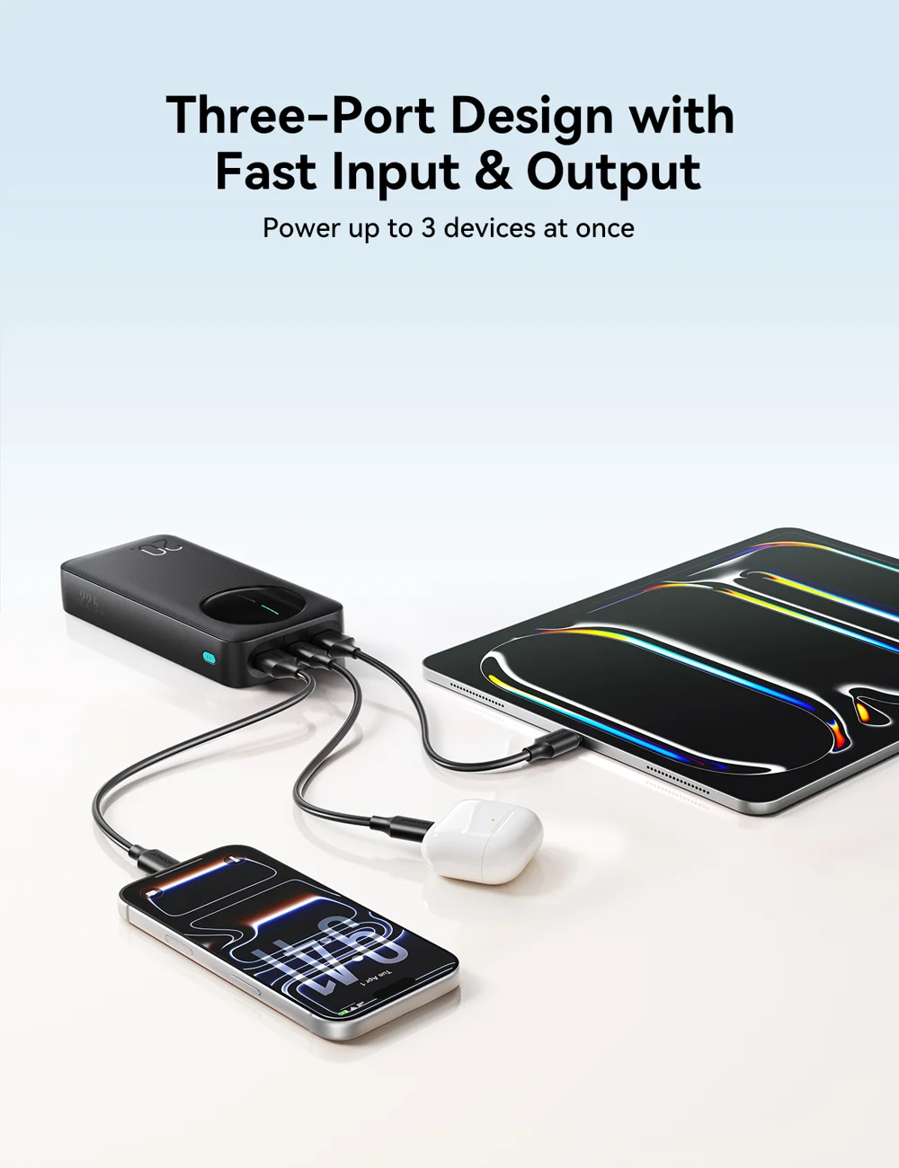 JOYROOM JR-PBF14 Pro 20000mAh Power Bank 22.5W Super Fast Charging Portable Charger with 3 Output Ports - Black 9