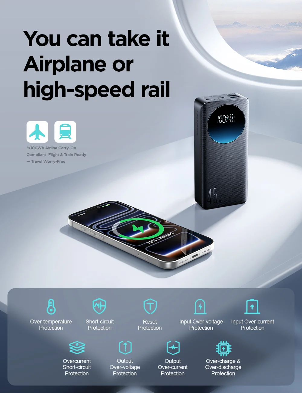 JOYROOM JR-PBF02 Pro 20000mAh Power Bank 45W Fast Charging Digital Display Portable Charger with 4 Port Output - Black 10
