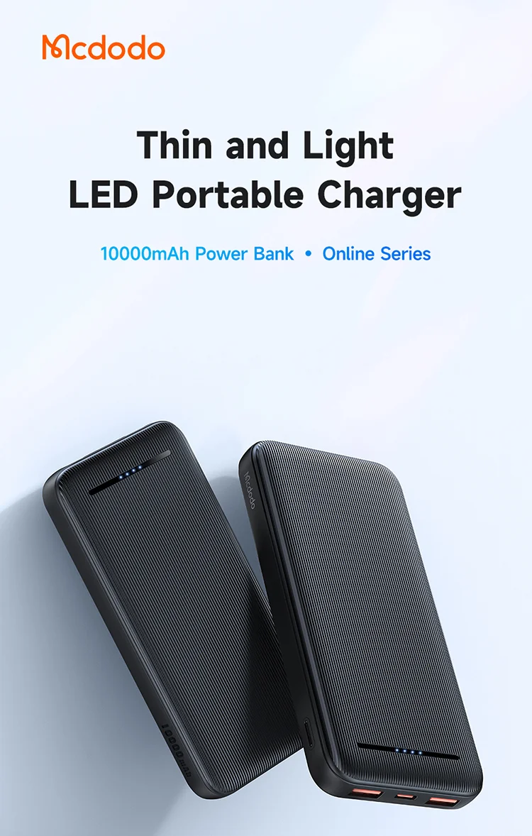 MCDODO MC-4631 Online Series 10000mAh LED Power Bank Dual USB Output Battery Pack, Black 1