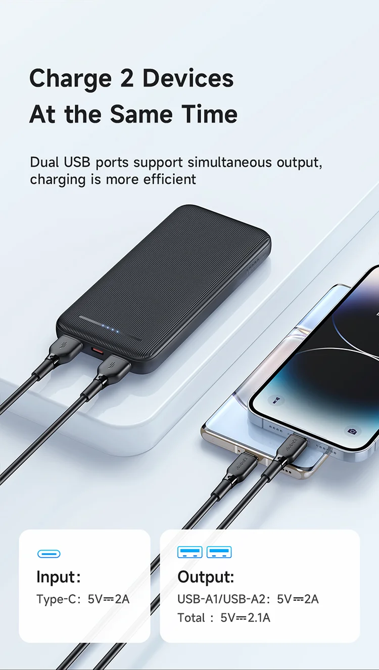 MCDODO MC-4631 Online Series 10000mAh LED Power Bank Dual USB Output Battery Pack, Black 6