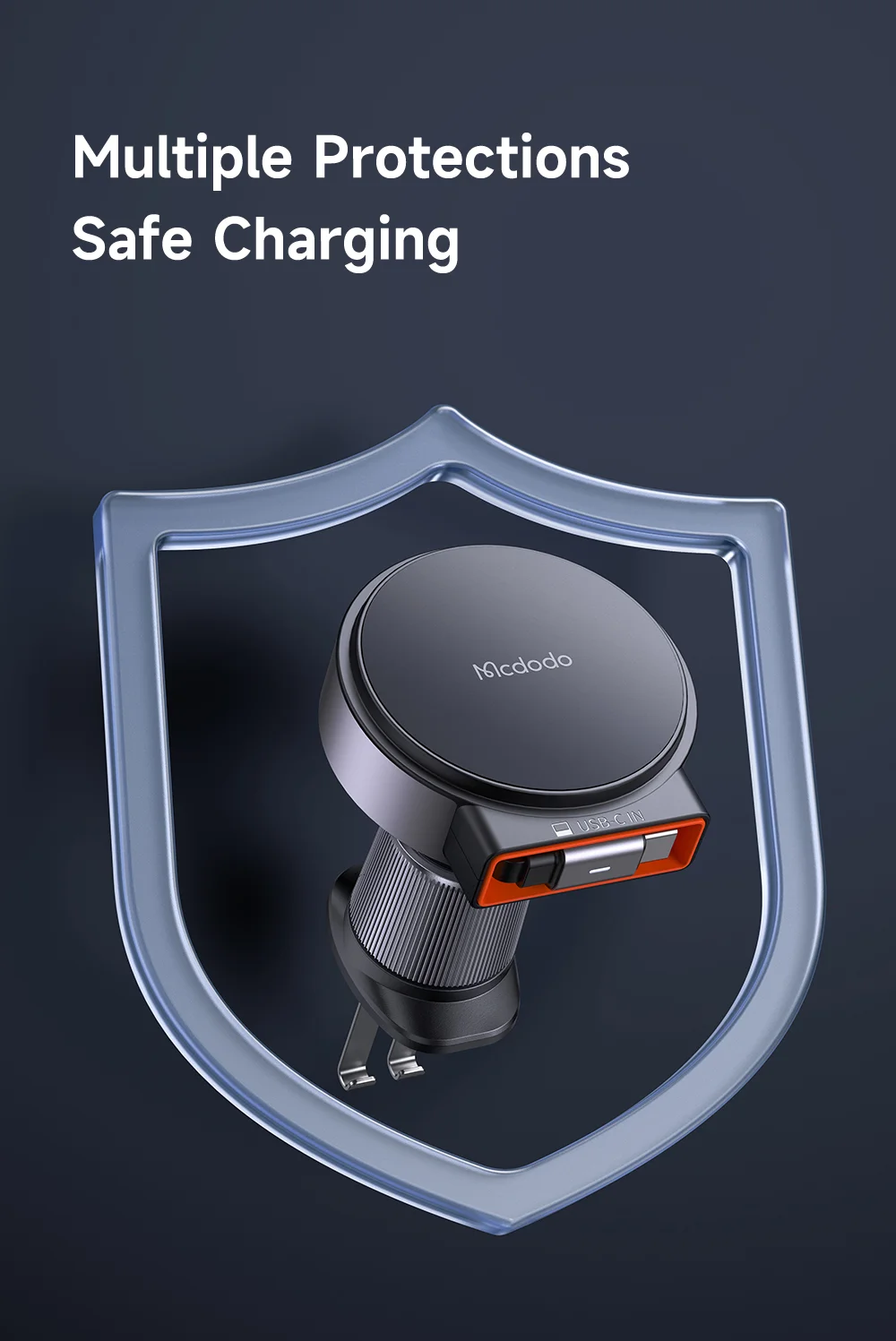 MCDODO CH-3000 Car Air Outlet 15W Magnetic Wireless Car Charger with Built-In Retractable Cable 13