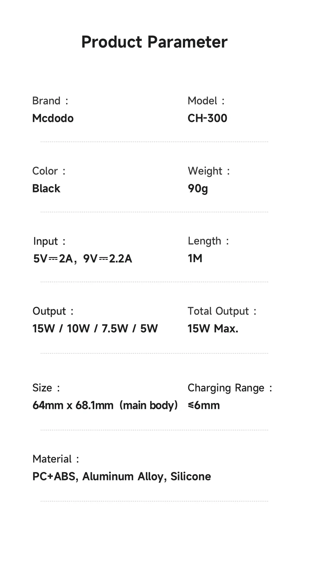 MCDODO CH-3000 Car Air Outlet 15W Magnetic Wireless Car Charger with Built-In Retractable Cable 18