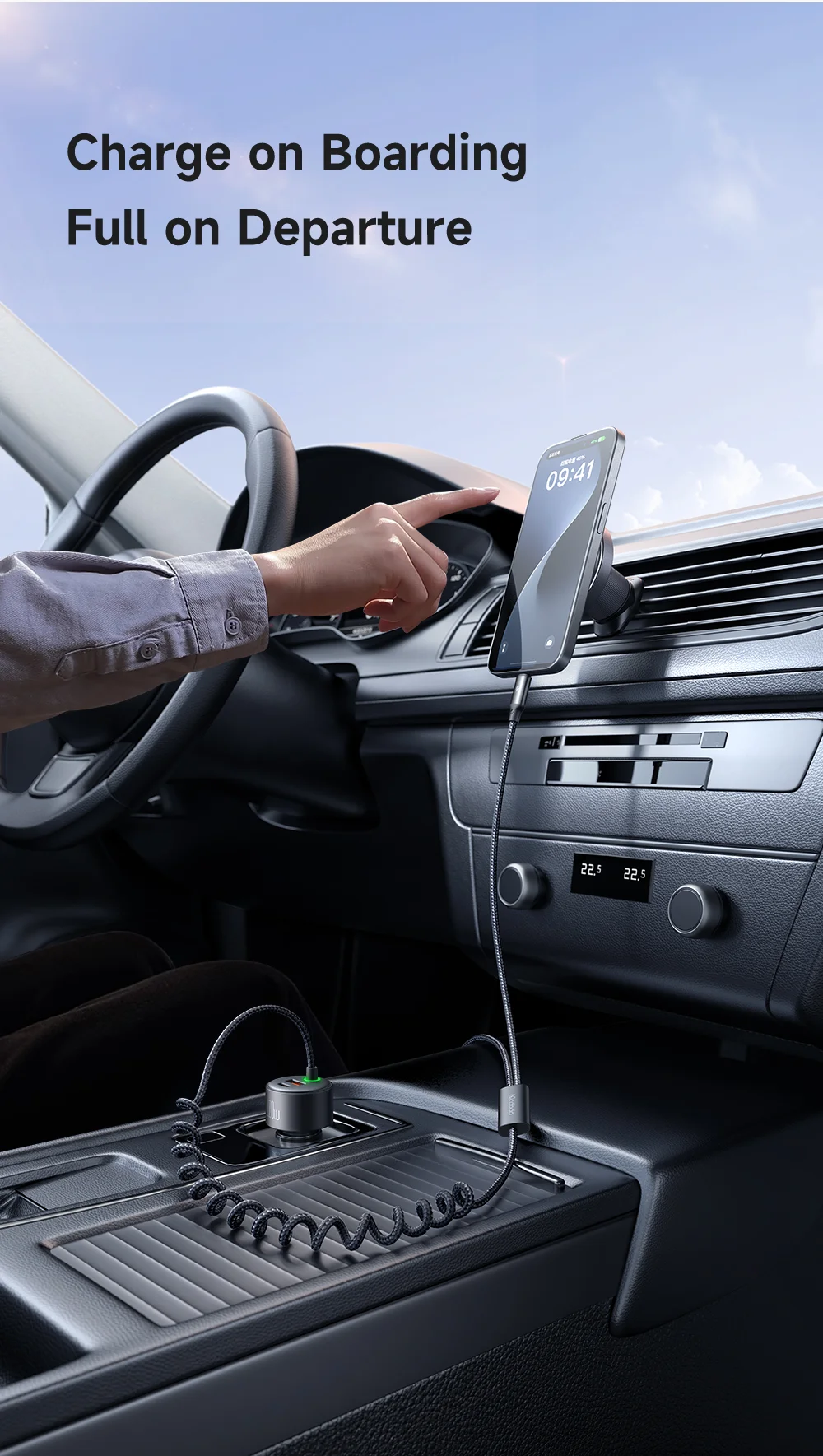 MCDODO CC-037 120W Dual Port Car Charger Fast Charging Spring Cable Charger with USB-C  /  iP Cables 6