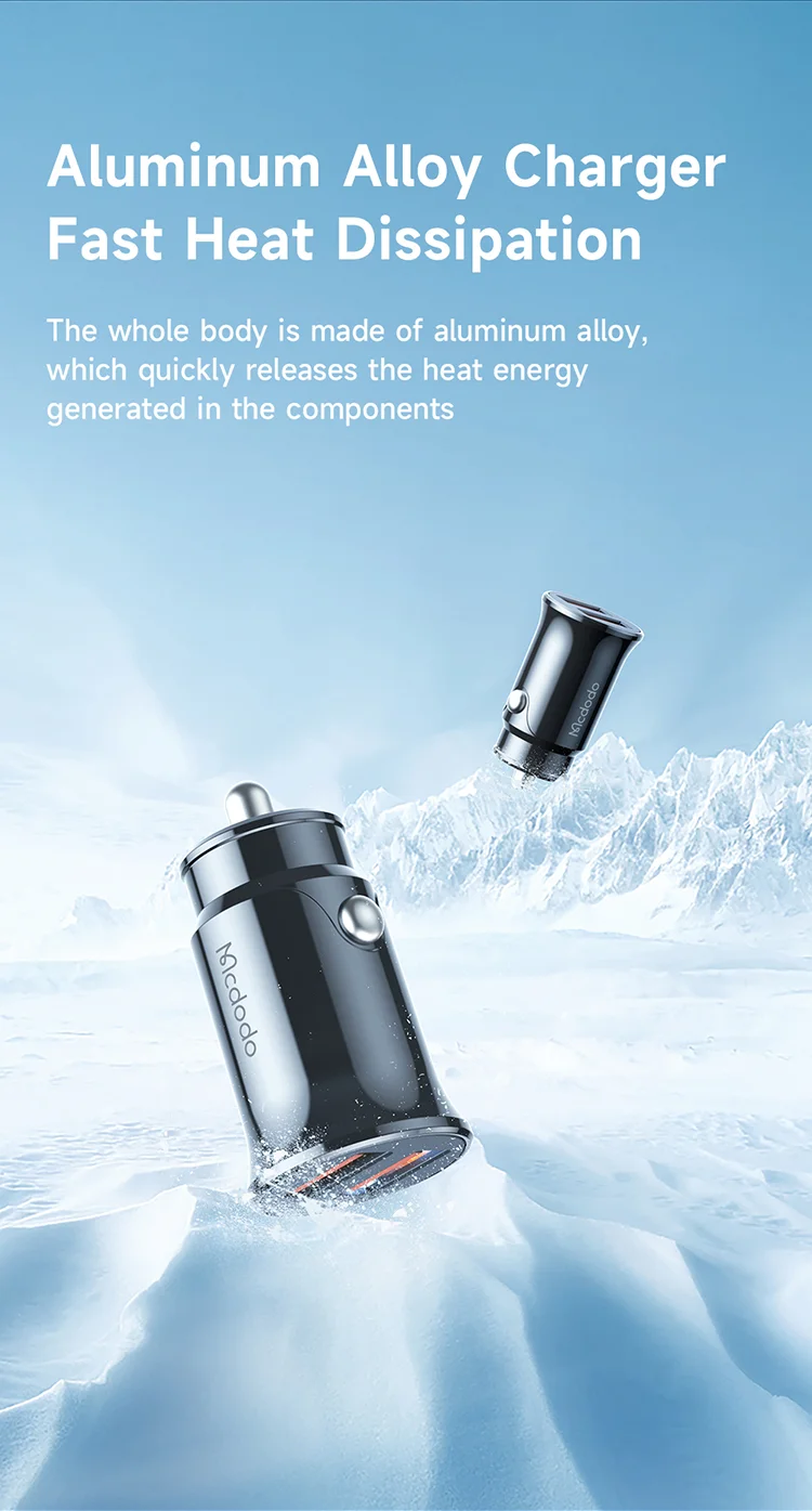 MCDODO CC-6602 5V / 2.4A Dual Port USB Car Charger Aluminum Alloy Portable Charging Adapter, Black 7