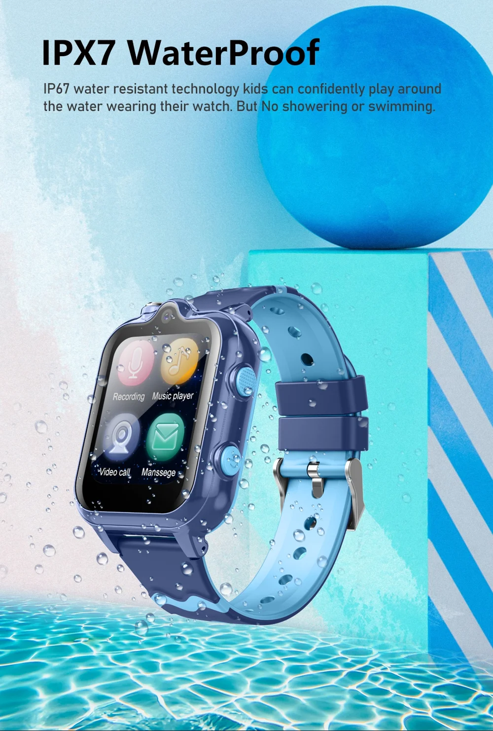 Montre Intelligente Android 8.1 pour Enfants 1Go + 8Go GPS Tracker Caméra 2MP Montre de Sport Supportant WhatsApp - Saphir 12