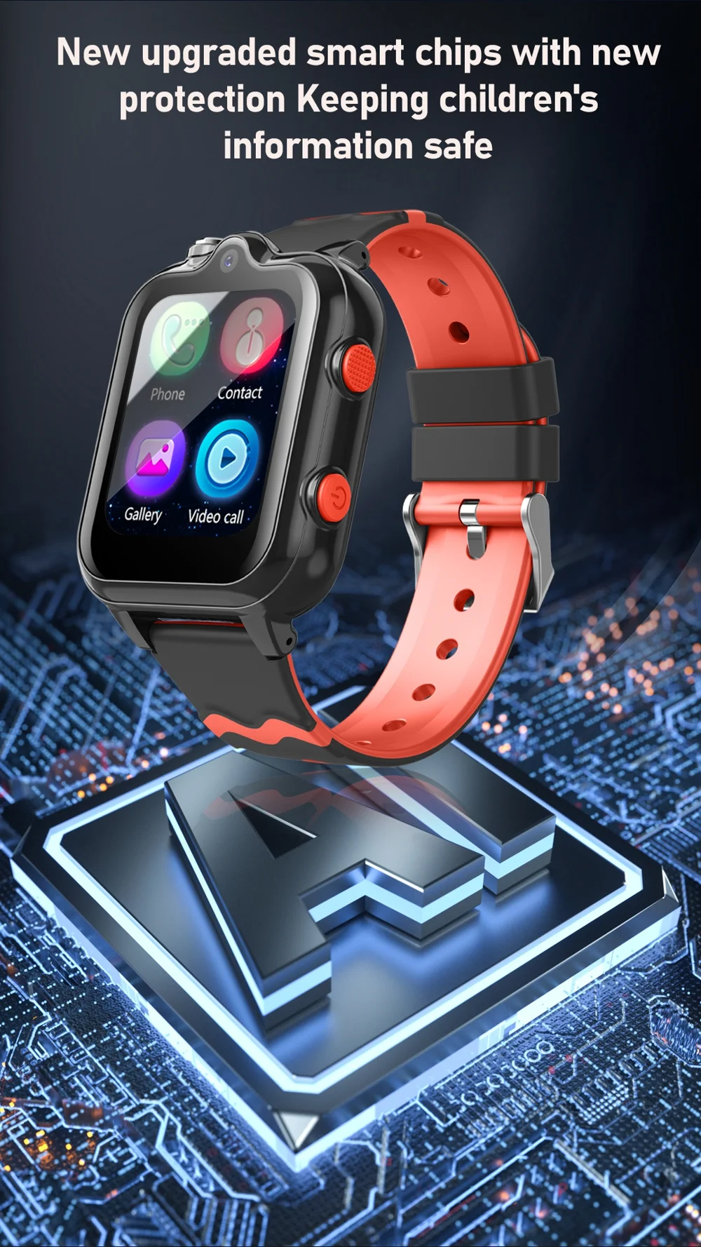 Montre Intelligente Android 8.1 pour Enfants 1Go + 8Go GPS Tracker Caméra 2MP Montre de Sport Supportant WhatsApp - Saphir 14