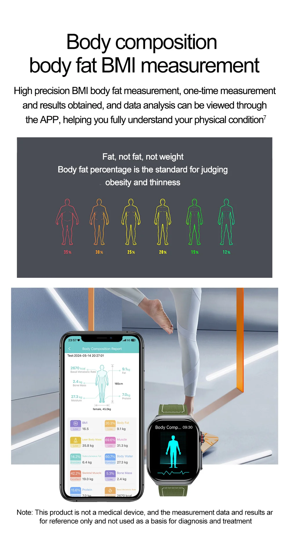 Montre connectée ET585 avec fonction ECG et appel d'urgence SOS, bracelet en acier 10