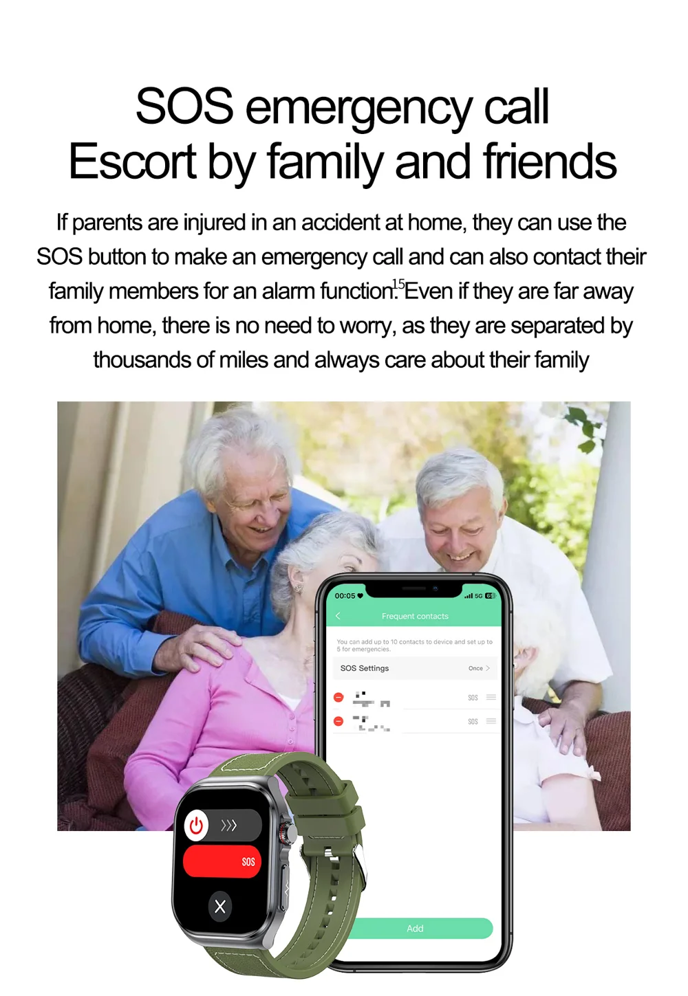 Montre connectée ET585 avec fonction ECG et appel d'urgence SOS, bracelet en acier 17