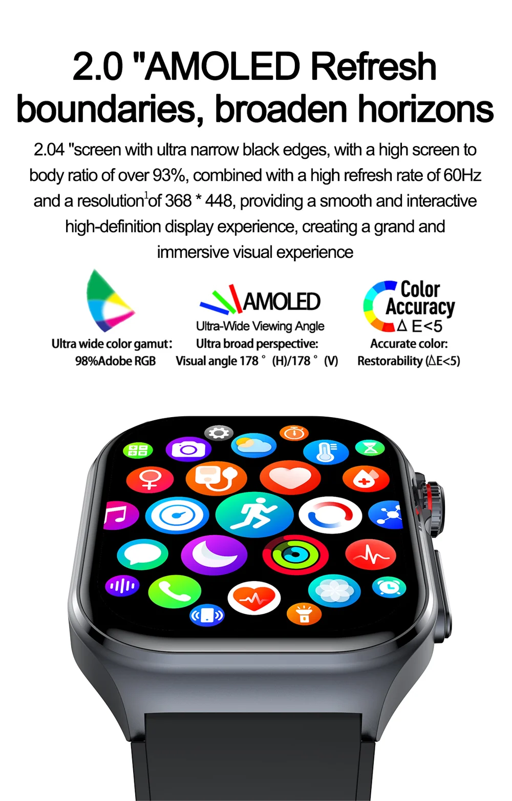 Montre connectée ET585 avec fonction ECG et appel d'urgence SOS, bracelet en acier 3