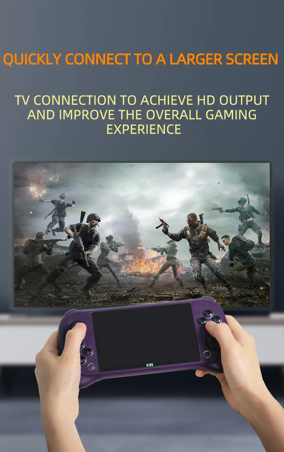 Console per Videogiochi Portatile X53 con Schermo IPS HD da 5,1 Pollici, Controller Arcade Retrò con Uscita TV - Nero 7