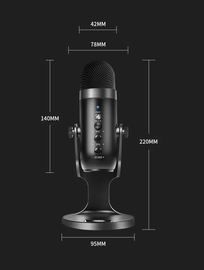 JMARY MC-PW8 Condenser Microphone USB Desktop Mic with Real-time Monitoring 5
