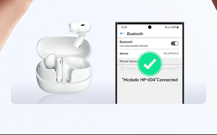 MCDODO HP-0041 In-Ear TWS Bluetooth-compatible Headphones Immersive Sound True Wireless Earbuds - Black 10