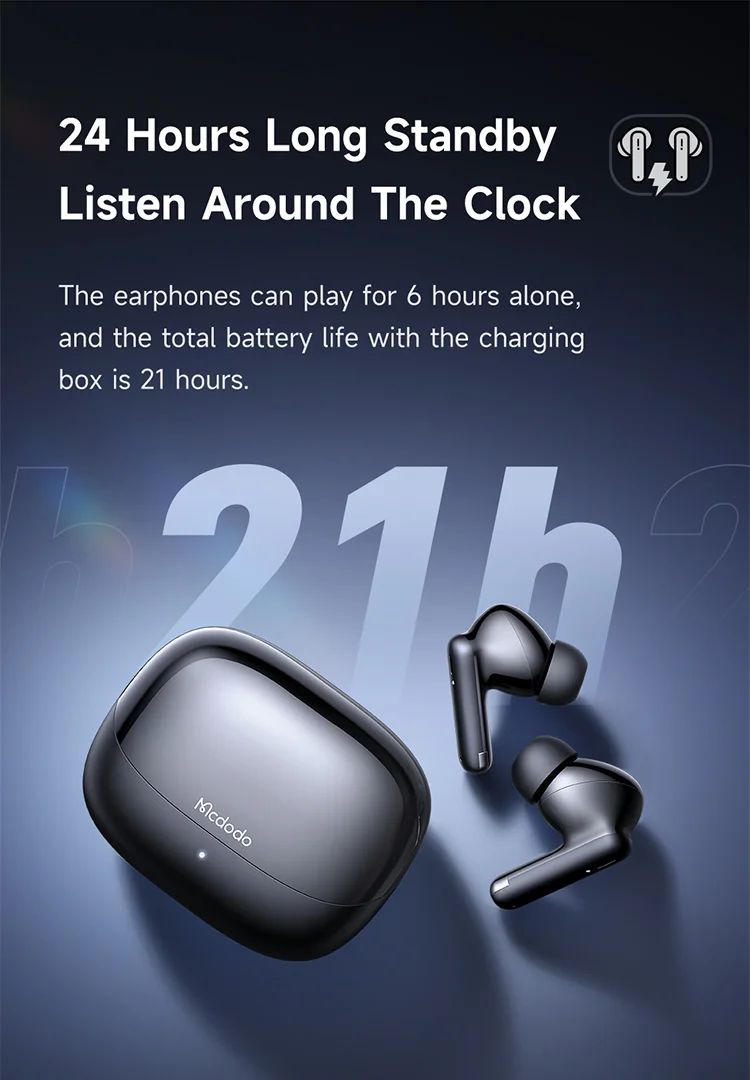 MCDODO HP-0041 In-Ear TWS Bluetooth-compatible Headphones Immersive Sound True Wireless Earbuds - Black 7