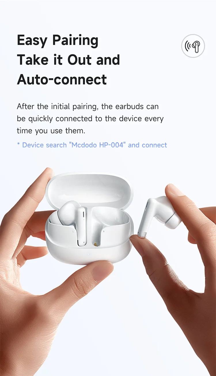 MCDODO HP-0041 In-Ear TWS Bluetooth-compatible Headphones Immersive Sound True Wireless Earbuds - Black 9