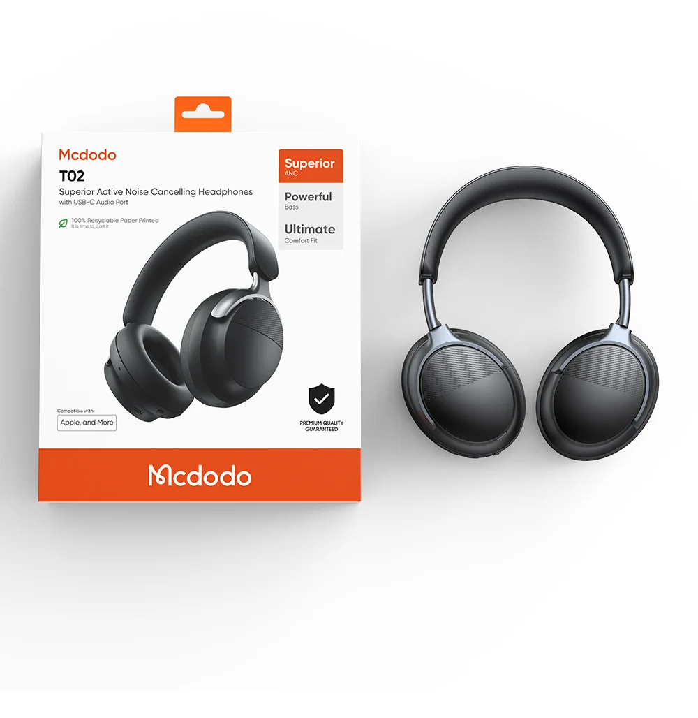 MCDODO HP-142 Superior Active Noise Cancelling Over Ear Headphones Bluetooth-compatible Headset - Beige 8