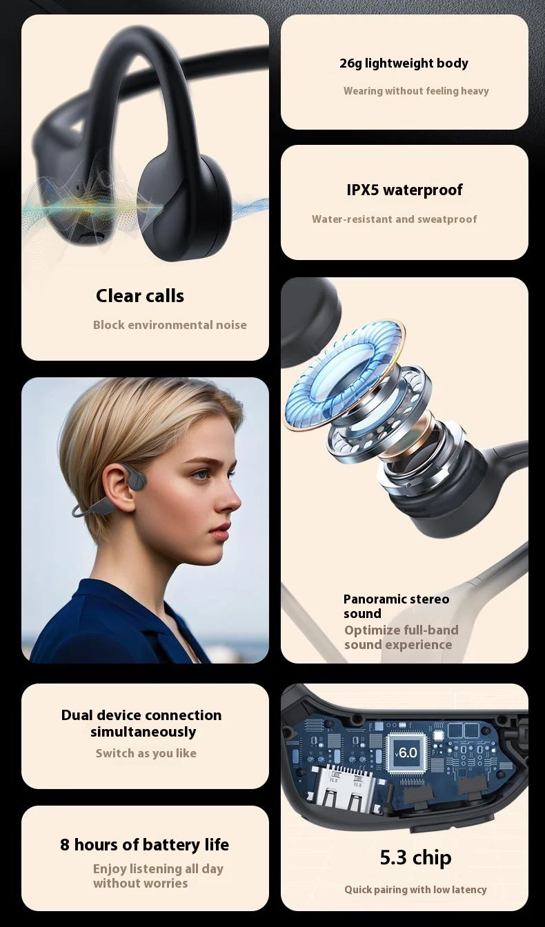 X3 Bone Conduction Headphones Open Ear Waterproof Wireless Headset for Sports Running 3
