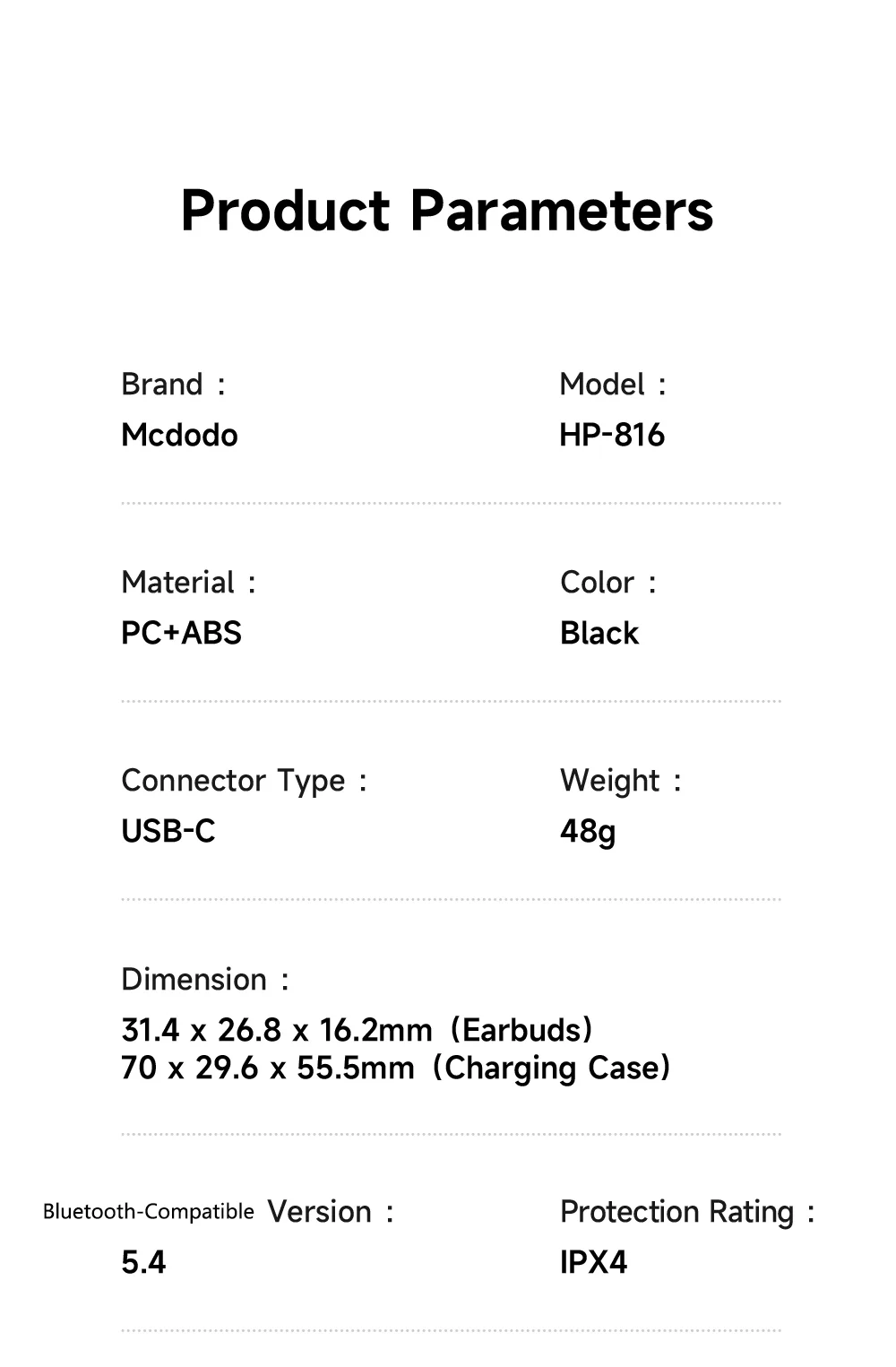 MCDODO HP-816 Clip On C Shape Earbuds Bluetooth-compatible Open Ear Headphones with LED Battery Display 6