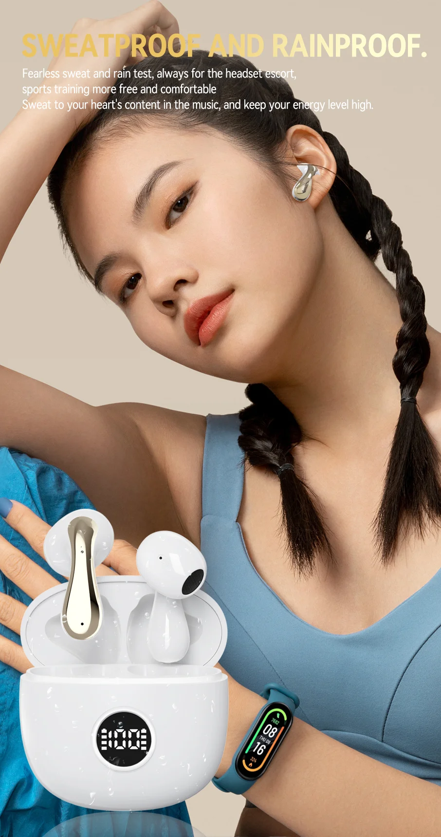 LX04 Bluetooth-compatible 5.3 Mini Earbuds Noise Reduction IPX5 Waterproof Wireless Headphones - Purple 12