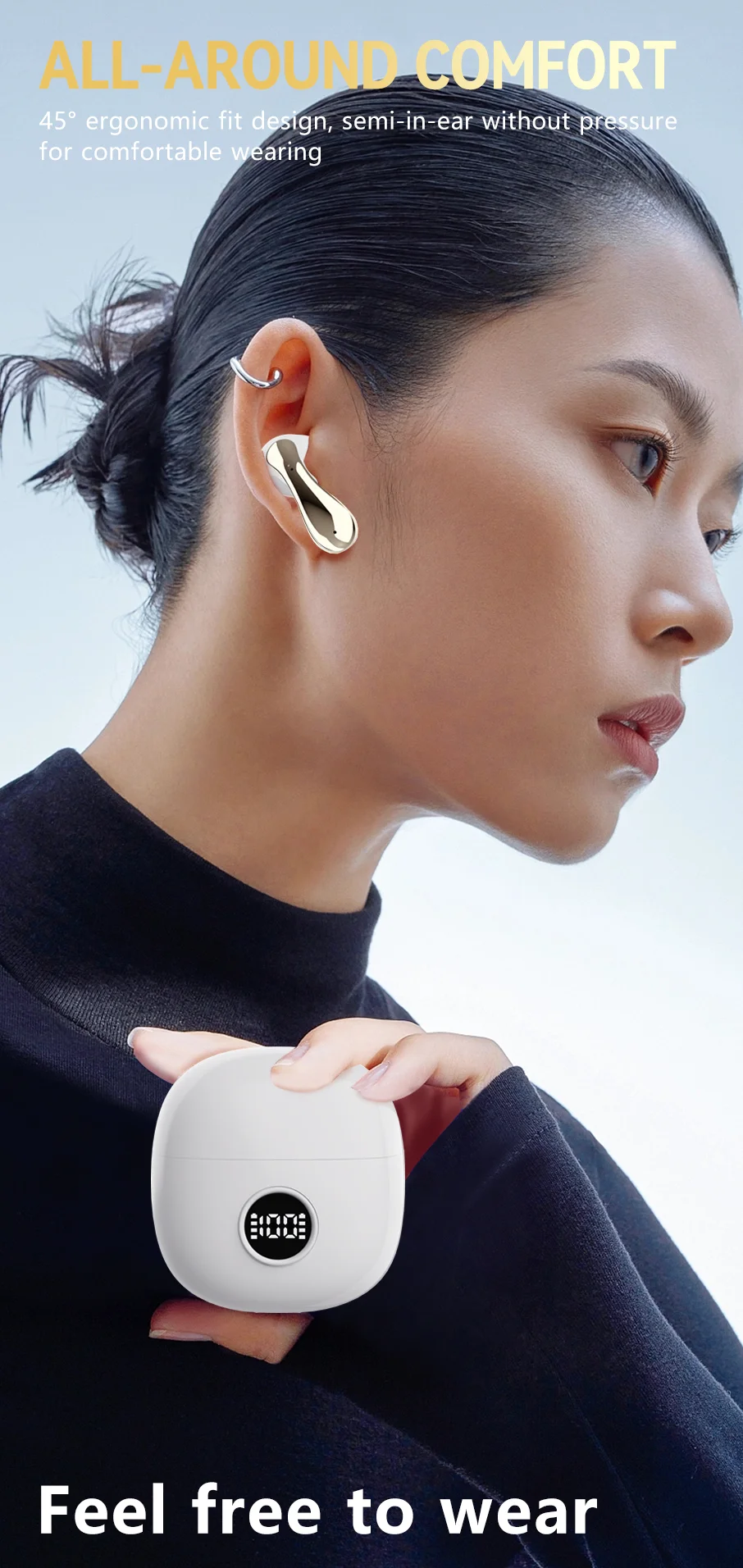 LX04 Bluetooth-compatible 5.3 Mini Earbuds Noise Reduction IPX5 Waterproof Wireless Headphones - Purple 3