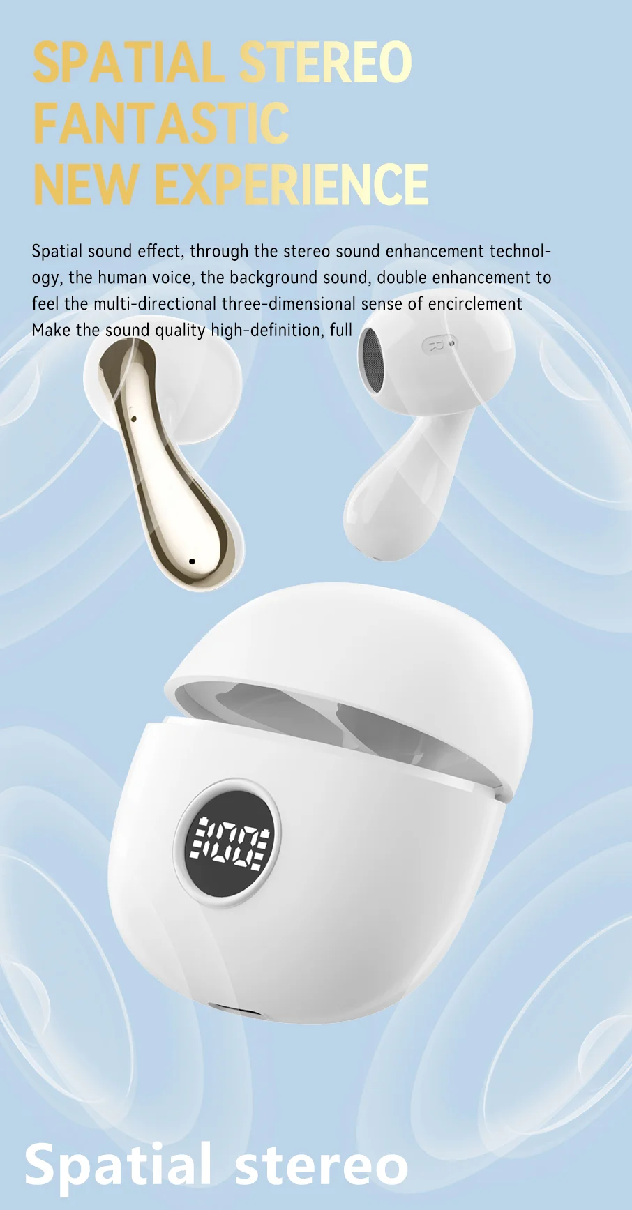 LX04 Bluetooth-compatible 5.3 Mini Earbuds Noise Reduction IPX5 Waterproof Wireless Headphones - Purple 5