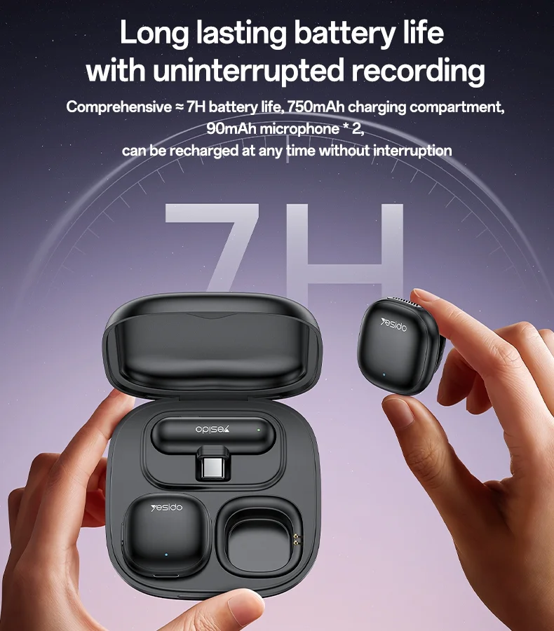 YESIDO KR20 iP Plug High Fidelity Audio Wireless Lapel Mic AI Noise Cancelling Lavalier Microphone 10