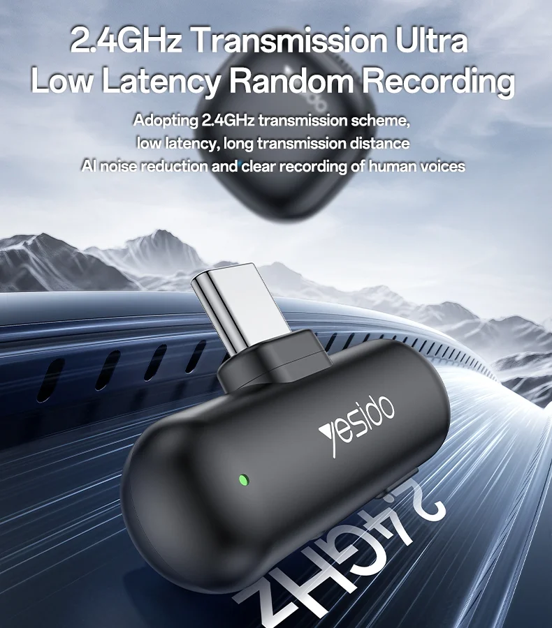 YESIDO KR20 iP Plug High Fidelity Audio Wireless Lapel Mic AI Noise Cancelling Lavalier Microphone 6