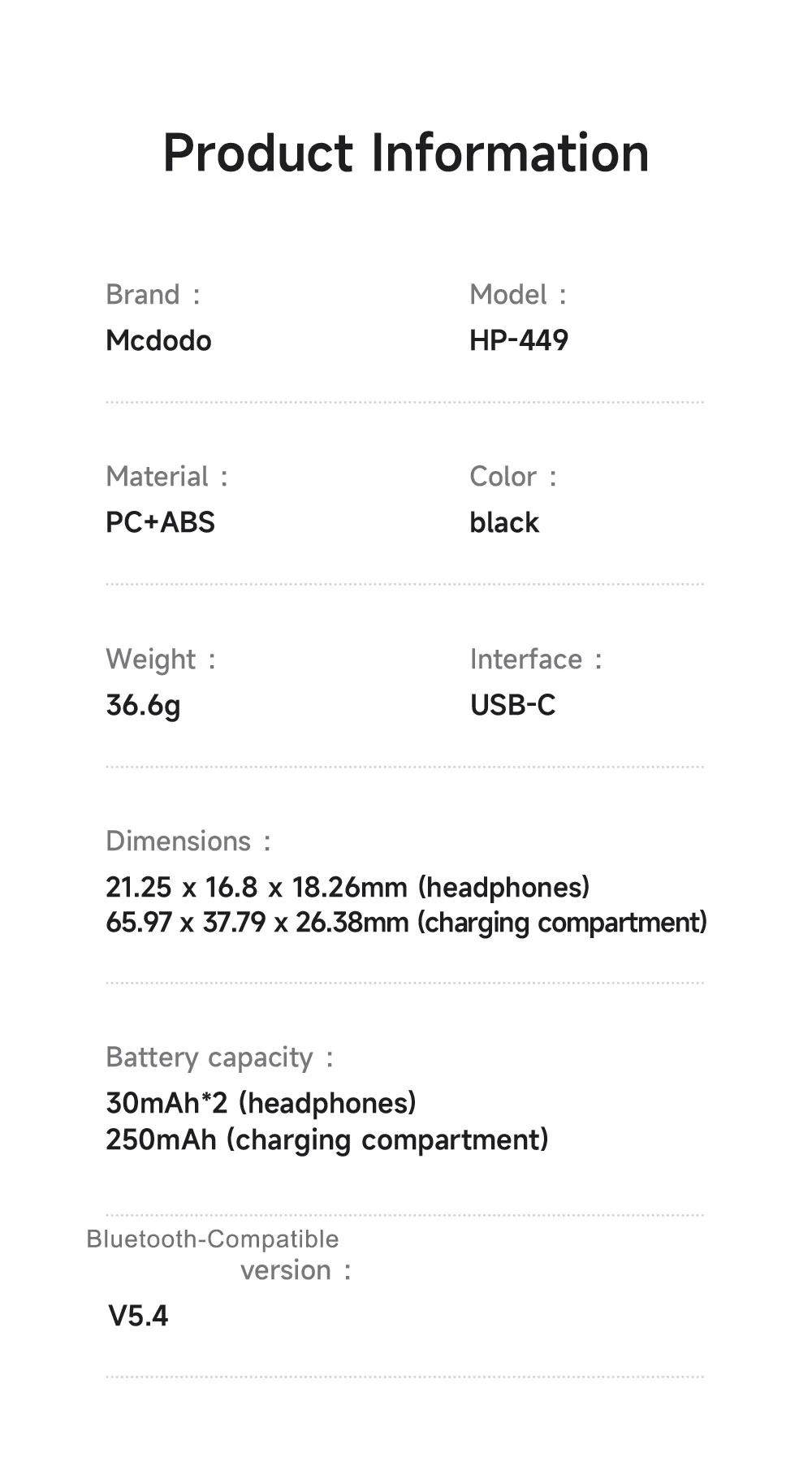 MCDODO HP-4490 D01 Series TWS Earphones BT 5.3 Wireless Sleep Headphones 19