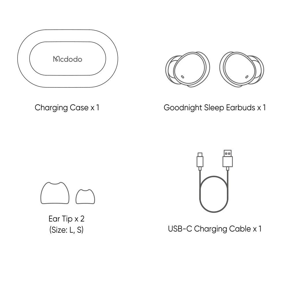 MCDODO HP-4490 D01 Series TWS Earphones BT 5.3 Wireless Sleep Headphones 20